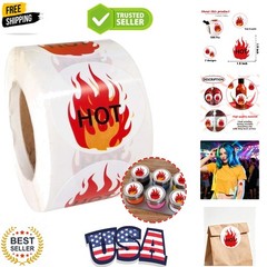 Fluorescent Red Hot Stickers, 500/Roll 1.5 Inch HOT Imprint Flame Labels for …