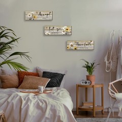 ZINYAZHE 3 Pcs Farmhouse Bathroom Wall Art – Daisy Floral Flowers and Butterf…