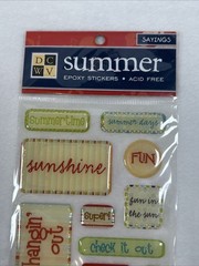 DCWV Summer Epoxy Stickers Sayings Scrapbook Yellow Orange Green