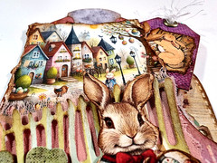 Easter Bunny Carrot Farm Tractor Tags Hidden Pocket OOAK #35 3D Handmade
