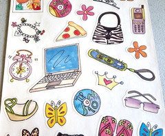 MAMBI Retro Girl Retro Clear Stickers 2003 Vintage Scrapbooking Laptop Pizza CDs
