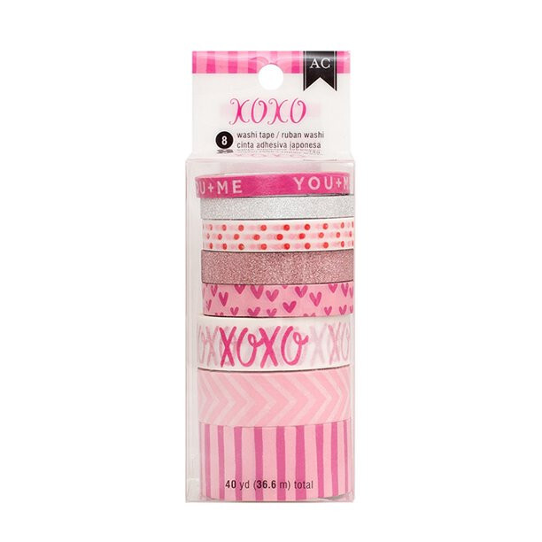 American Crafts YOU AND ME WASHI TAPE XOXOXO 4 PKGS – 8 ROLLS EA