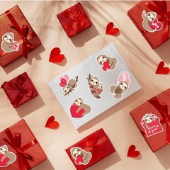 100 Pieces 1.5” Sloth Valentines Love Heart Stickers Party Decor Envelope Seals