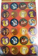 The Lion King Stickers Kids Disney Round Kiara Rafiki Simba 4 Sheets 96 count 3+