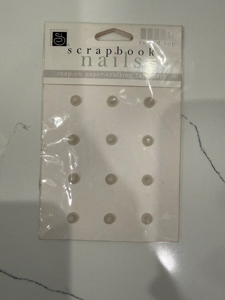 Scrapbook Interiors Nails Round Top Snap-On Paper-Crafting Fastener Cream Color