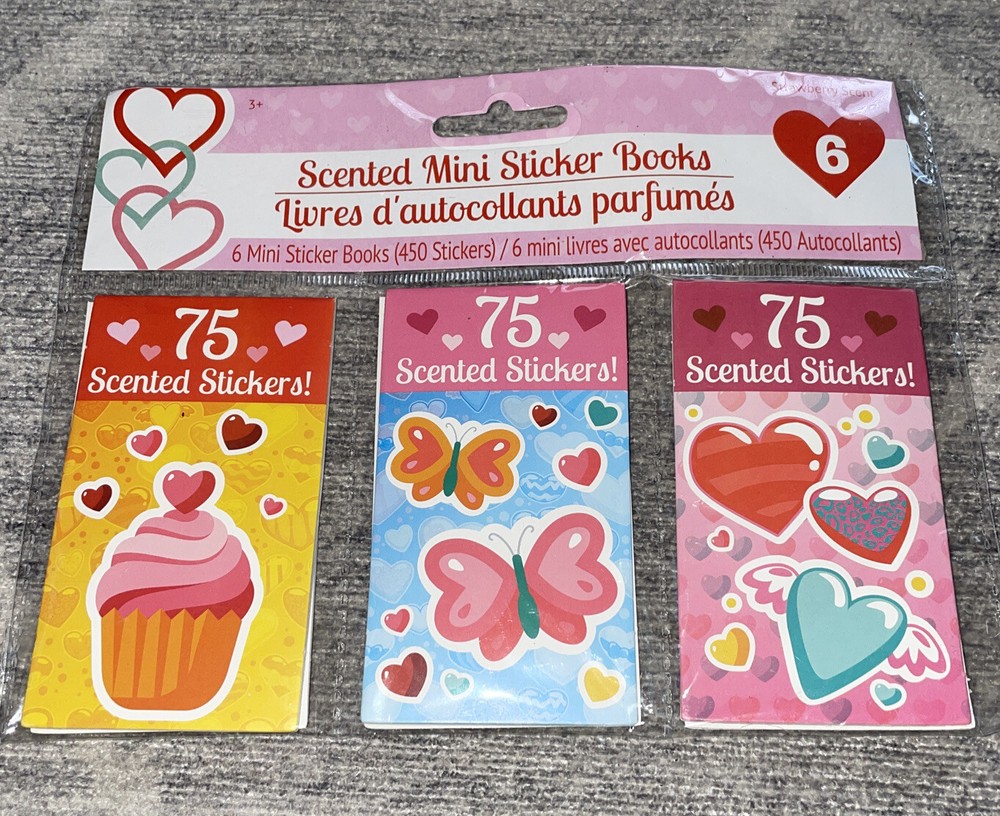 greenbrier international Strawberry Scented Valentines Mini Sticker Books