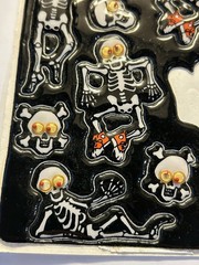 Vtg Hallmark Googly Wiggle Eyes Puffy Skeleton Skull Stickers Halloween Missing1