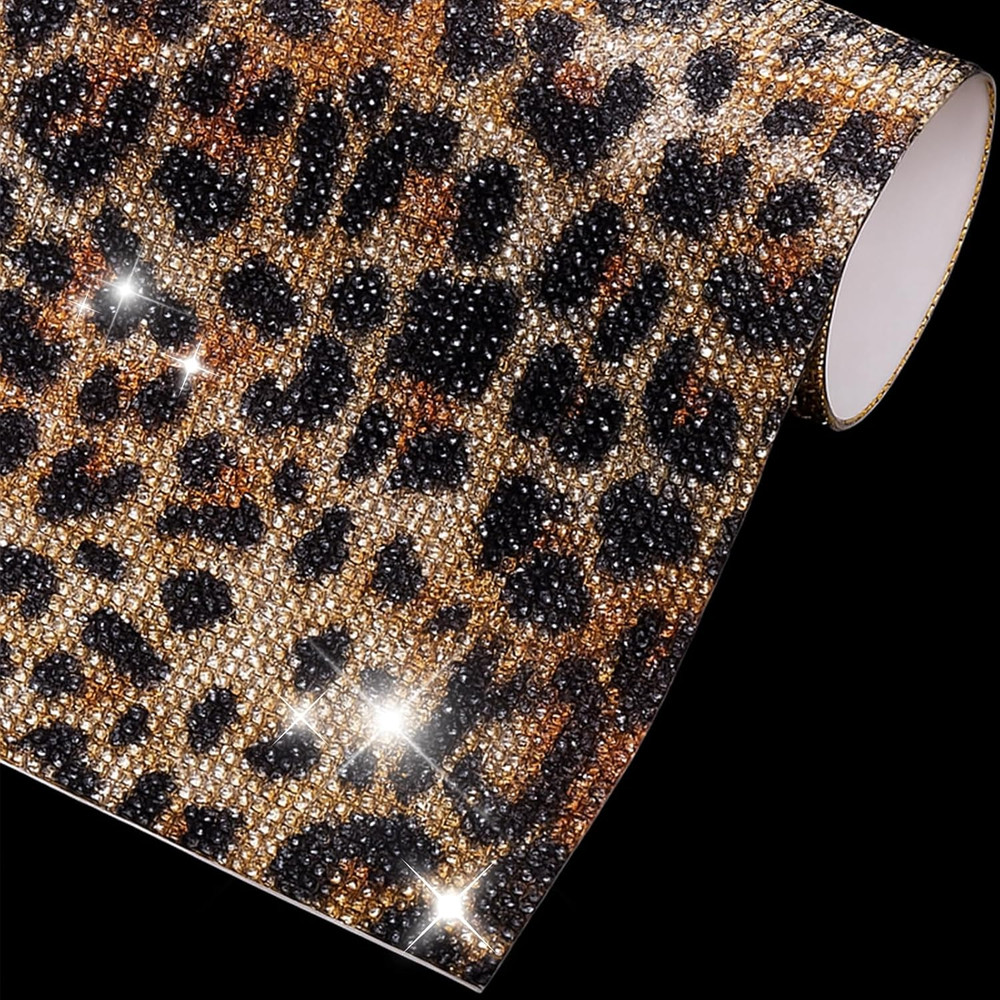 12000PCS Leopard Print Rhinestone Sticker with 2Mm Rhinestone Crystal Bling Self
