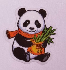 Cute Panda Bear Clear 2” Sticker Embroidered Look ~ Junk Journal Supplies