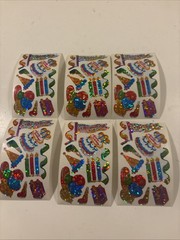 Vtg 1980s stickers Hambly Studios Mylar Foil Shiny Birthday Stickers Set 8 (a21