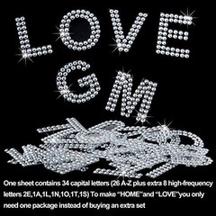 Zonon 136 Pieces Rhinestone Iron-on Letter Large Glitter Bling Small, Silver