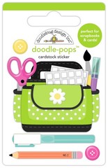 Doodlebug Doodle-pop 3D Sticker Crafty Girl Tool Caddy Scissors Brush Pencil Pen