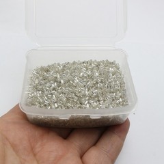 5000 Glass Tube Bugle Beads 2X2mm White Silver-Lined + Storage Box