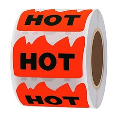 Fluorescent Red Labels 500pcs Hot Stickers Flame Shape 2×1.5in