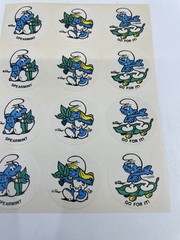 Vintage 80s Stickers Smurf Scratch n Sniff Spearmint 1982 Unused