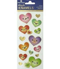 PAPER HOUSE PRODUCTIONS Sticky Pix Faux Enamels Stickers – KAWAII HEARTS – 14pcs