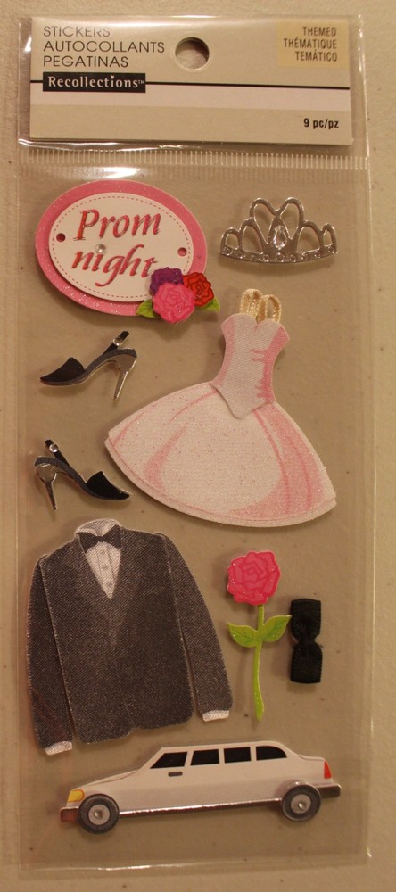 New Recollections Scrapbooking Stickers Prom Night Crown tuxedo dress limousine