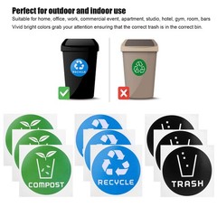 60Pcs/Set Round Recycle Trash Compost Sticker Decal For Trash Cans Garbage C EJJ