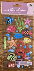 Sticko JOLEES Velum Tropical Fish Starfish Seaweed Sea Ocean Scrapbook STICKERS