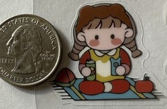 LITTLE PICNIC GIRL Mylar Stickers (5pc)Kids•Watermelon•Cat•Jam •Milk•Card Making
