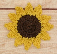 Crochet Flower Small Sunflower Applique Embellishment Brown Yellow 6 Pcs