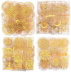 Pre Cut Gold Holographic Stickers, 180 Pieces Large Size Glitter Transparent Res