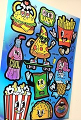 Food Emoji Holographic Sticker sheet. Waterproof