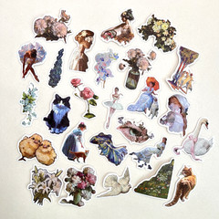 Spring Impressionist Collage Stickers Junk Journal Scrapbooking
