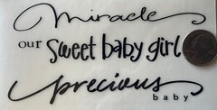 BABY GIRL BLACK Rub-Ons (5-3/4” x8”)Deja views•Newborn •Miracle•Little One•Cute