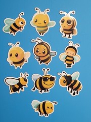 STICKERS x 10 Honey Bee Apiculture Beehive Cartoon Large Vinyl Sticker B12A