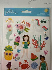Pebbles Accent Stickers Swimming Fun ~ Floats Fruit Crabs Flowers Scrapbooking