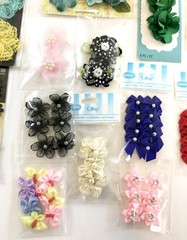 Fabric Flowers Bows Embellishment Sticker LOT Jolees Offray Petaloo
