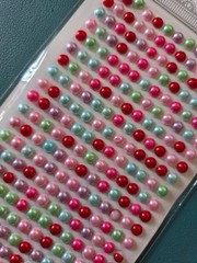 CraftbuddyUS 260 pcs x 6mm (20 Stripes) Self Adhesive MIXED Pearl Round Gems