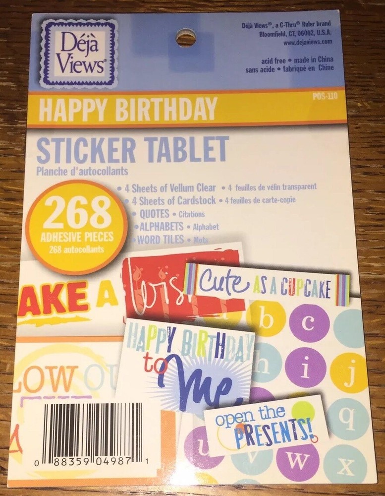 Deja Views Happy Birthday 268 Sticker Tablet Party Celebration Scrapbook POS-110