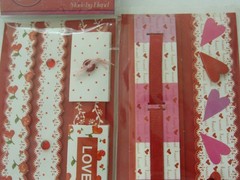 Set of 2 pkgs Long 12″ Borders Hearts Love Red/Wt 3D Scrapbook Stickers Walmart