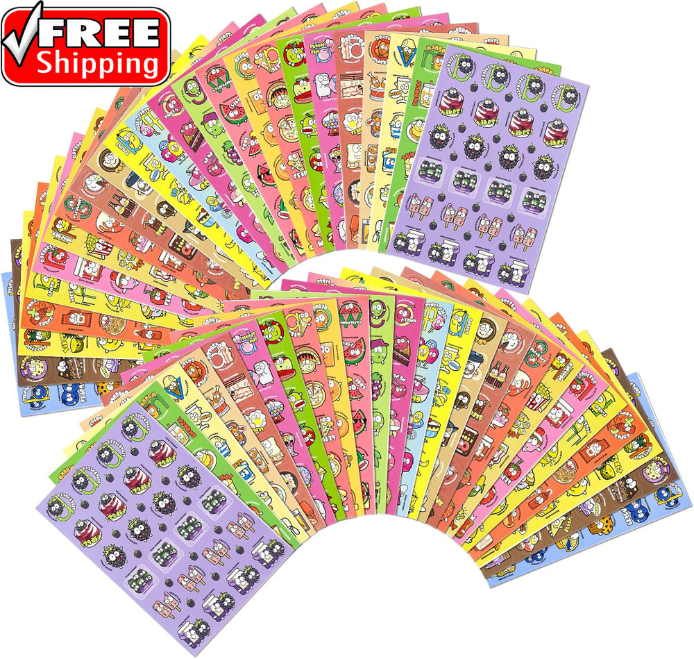 Scratch and Sniff Stickers, 1152 Pieces Fruits and Foods Snacks Smelly Stickers,