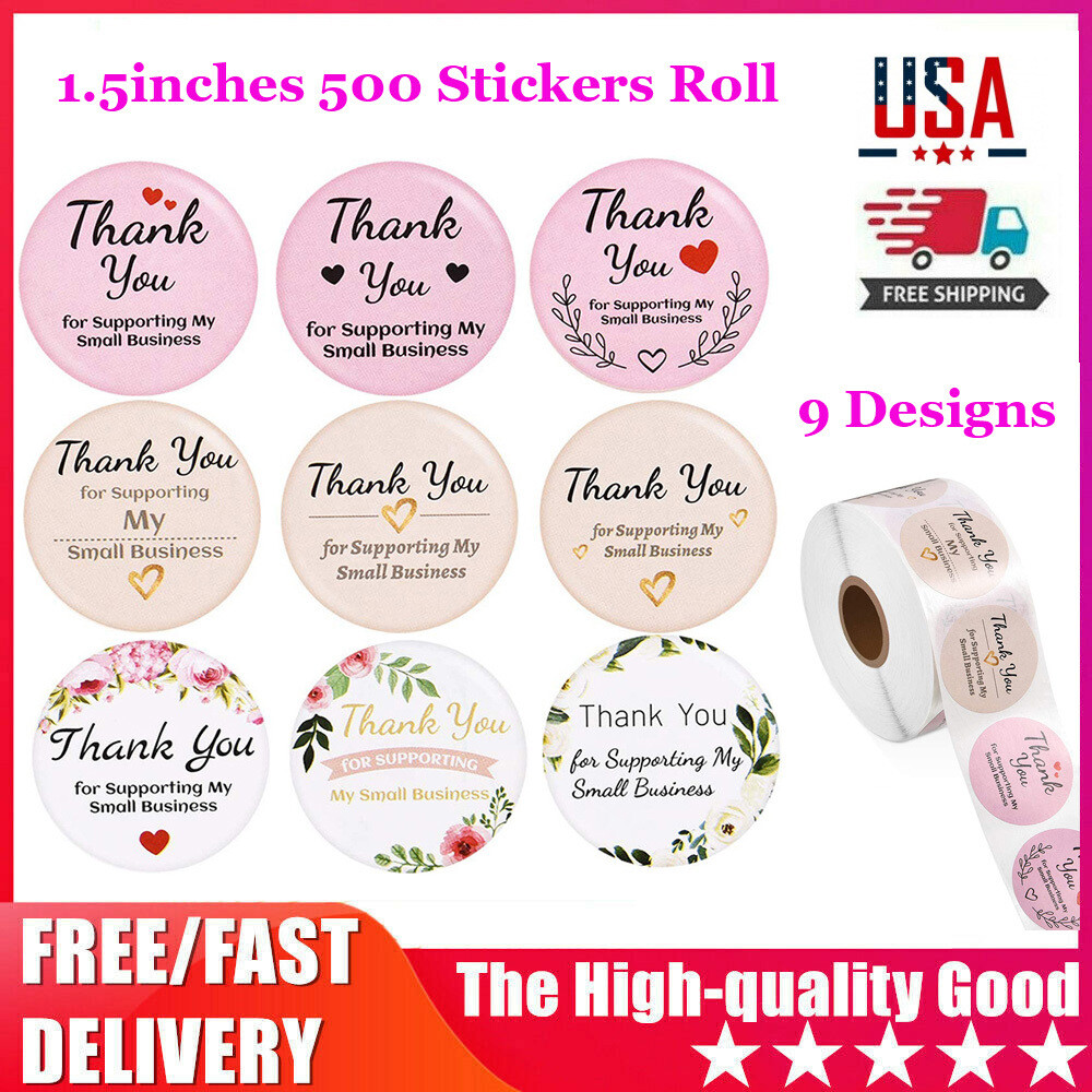 1.5″ Inch Thank You Stickers Thank You for Supporting My Small Business 9 Styles