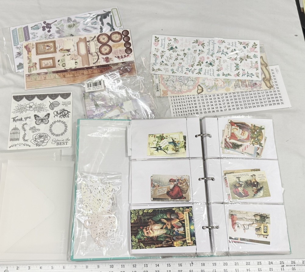 Mixed Lot 500+ Multi-Brand Embellishments/Stickers/Sentiments/+ w/ Storage Album
