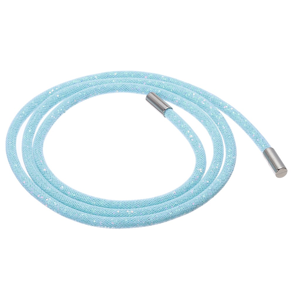 6mm x 120cm Rhinestone Tube Rope Bling Crystal White Mesh Light Blue Sequins