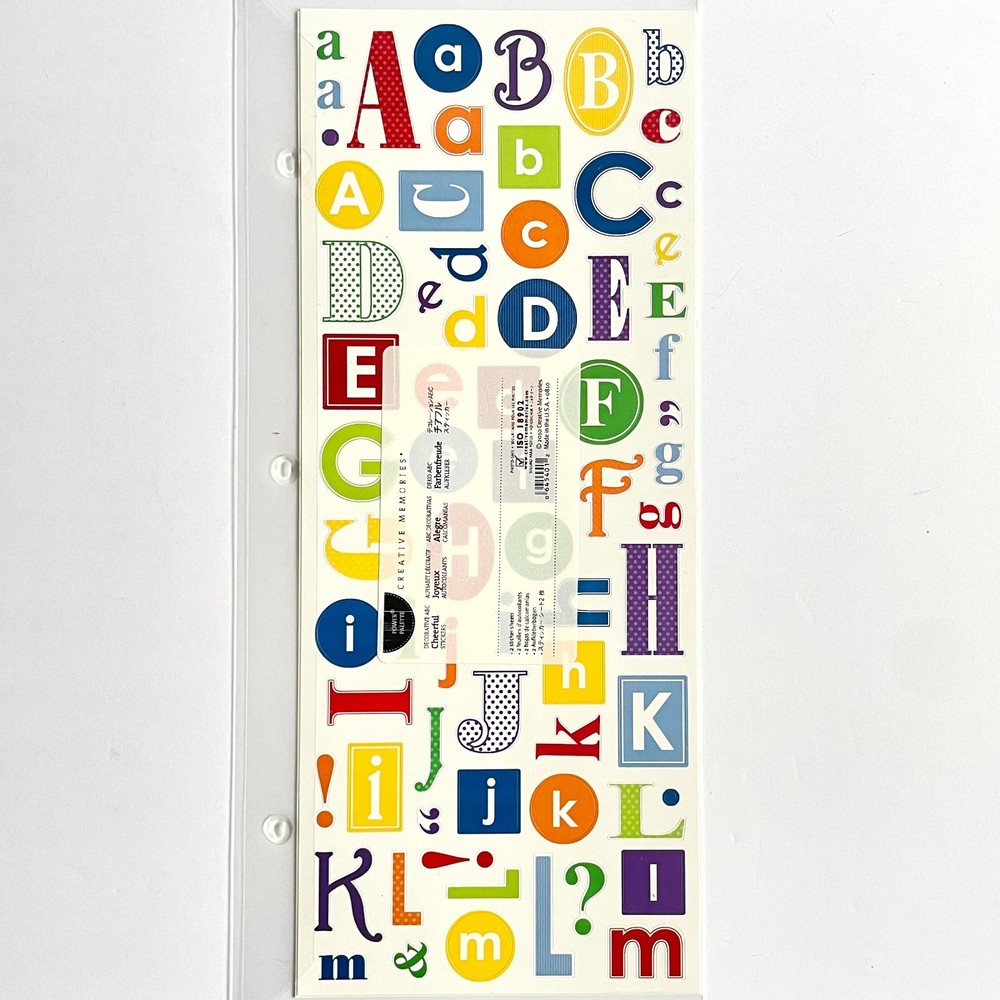 Creative Memories Decorative ABCs Alphabet Stickers 2 Sticker Sheets Retired NOS