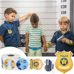 600 Pcs Police Stickers for Kids Police Party Favors Badge Stickers Officer Roll