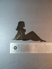 Vintage Stickers MUD FLAP GIRL Glossy Foil Vending Sticker VTG PVI Black 01