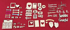 Wood embellishments- houses cameras words polaroid frames bubbles hearts crafts