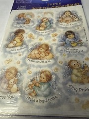 Vintage 1994 Hallmark Heartline Glitter Stickers Angel Babies Animals 2 Sheets
