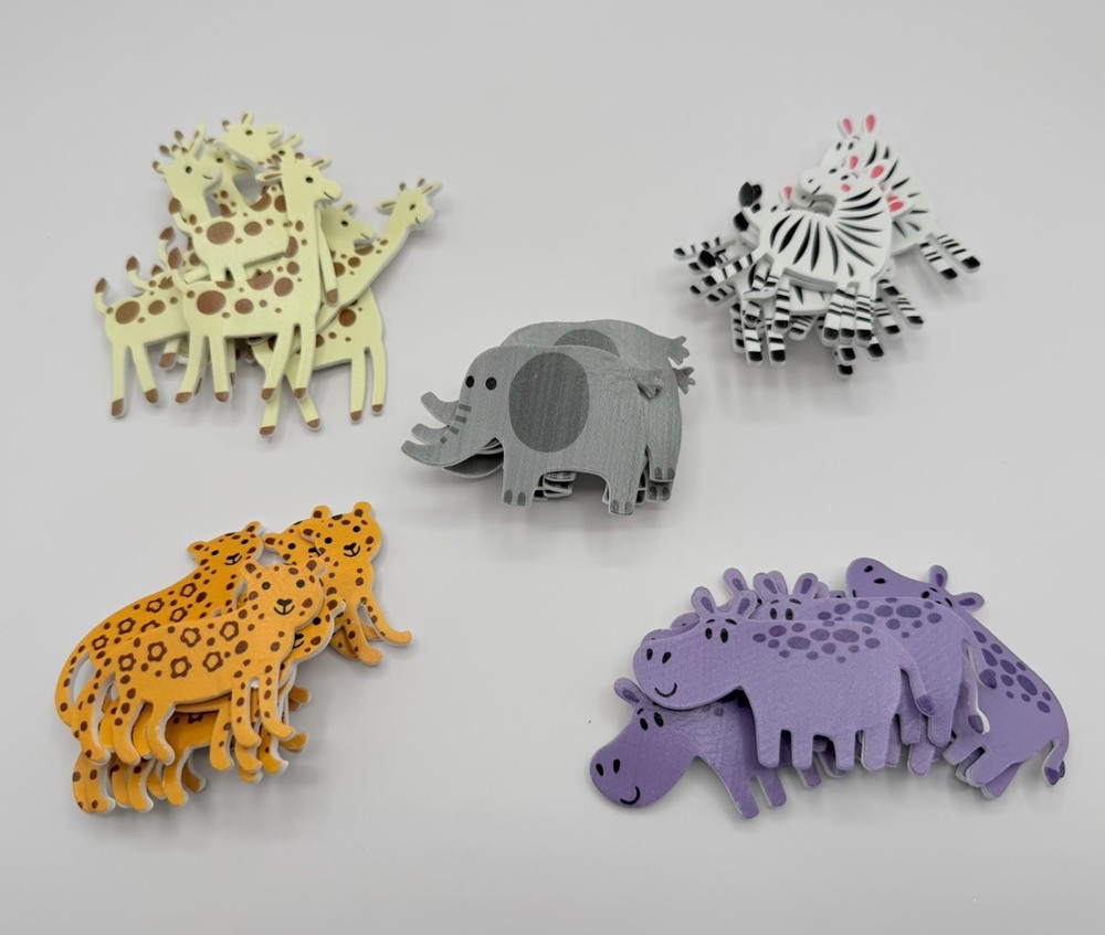 Safari Animal Foam Craft Stickers 40pcs Giraffe Zebra Elephant Hippo Leopard Lot