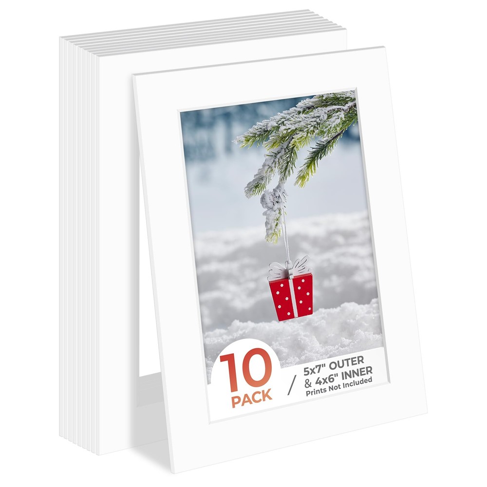 , 5×7 Photo Mat with White Core Bevel Edge 3.5×5.5 Openings, Acid Free Framin…
