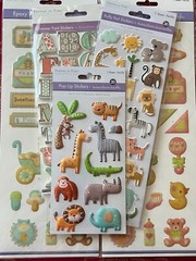 RARE BOY GIRL BABY – LOT #327 – VERY CUTE PUFFY STICKERS – ALPHABET ANIMALS TAGS