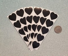 20 HEART STICKERS/BLACK HEART ENVELOPE SEALS LABELS/HEART SHAPED STICKERS
