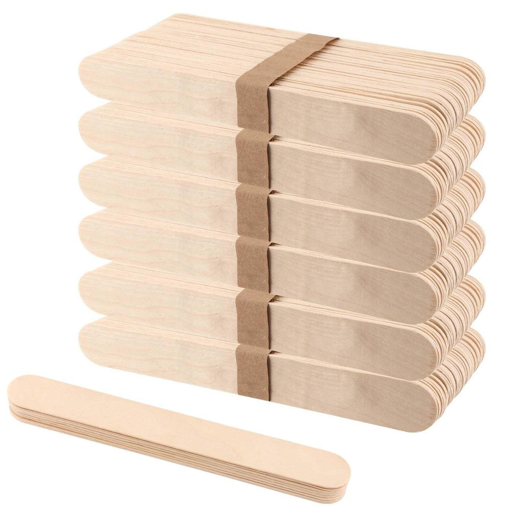 PINGEUI 200 Pcs 8 × 1 Inch Jumbo Craft Sticks, Wooden Large Tongue Depresso