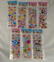 7 Different Sheets 3D Puffy Hearts and Stars Stickers Bulk Stickers for Kids